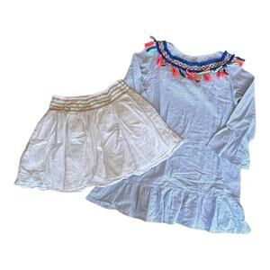 Womens Dress Skirt Bundle Size Medium Lot of 2 White Blue Neon Casual Summer
